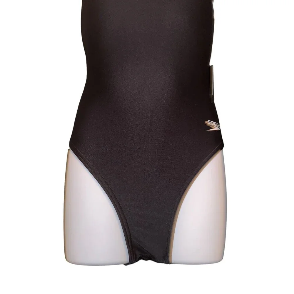 NWT Speedo Pro LT Super One Piece Swimsuit Womens 28 Solid Black Compression - Picture 3 of 9